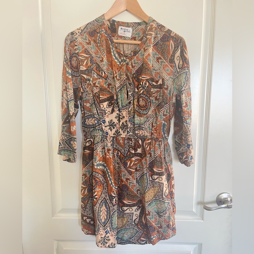 Western 3/4 Sleeve Buttoned Dress